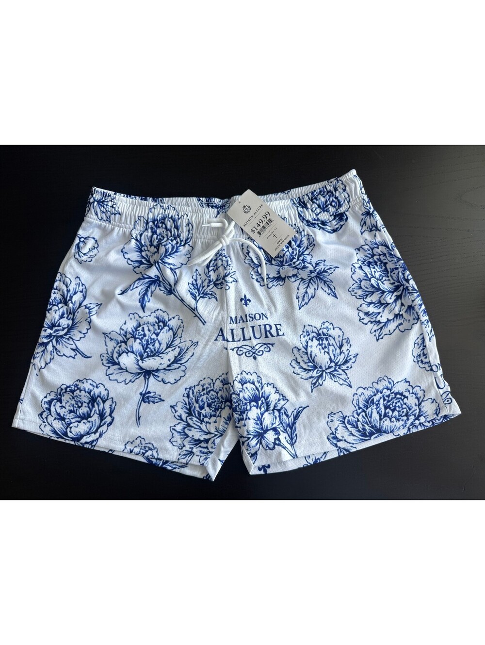 Maison Allure Luxury Streetwear Soft Athletic Mesh 5" Shorts Blue Floral